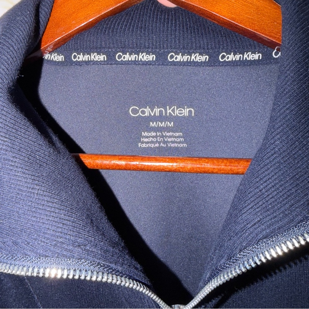 NWOT Calvin Klein Blue Velvet Half Zip - Picture 3 of 4